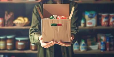donating food boxes to help those in need photo