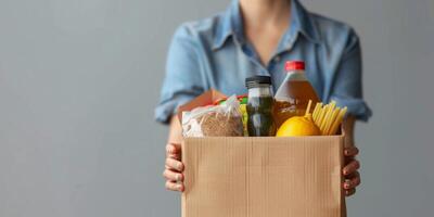 donating food boxes to help those in need photo