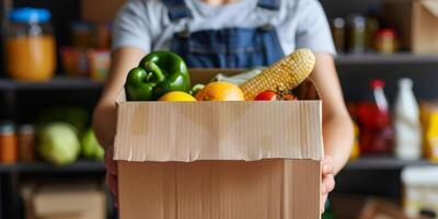 donating food boxes to help those in need photo