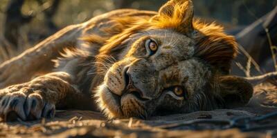 leones en el salvaje sabana foto