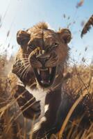 lions in the wild Savannah photo