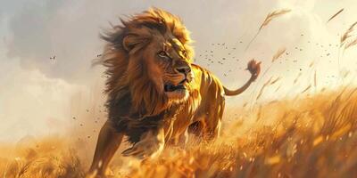 lions in the wild Savannah photo