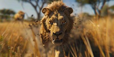 lions in the wild Savannah photo