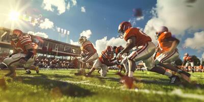 American football players on the field photo