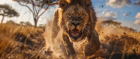 lions in the wild Savannah photo