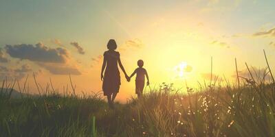 Child's hand in the hand of an adult parent photo