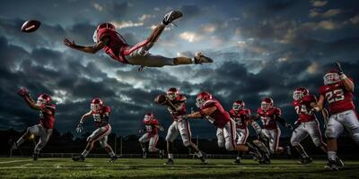 American football players on the field photo