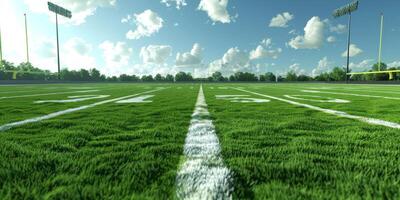 césped en un americano fútbol americano campo foto