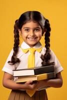 children with books and backpacks back to school photo