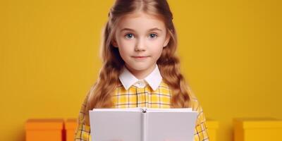 niños con libros y mochilas espalda a colegio foto