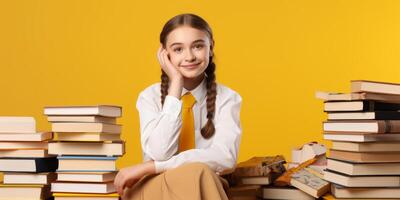 children with books and backpacks back to school photo
