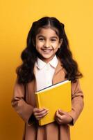 niños con libros y mochilas espalda a colegio foto