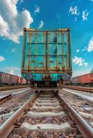 freight train on rails photo