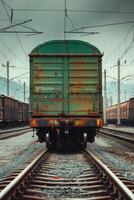 freight train on rails photo