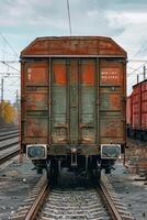 freight train on rails photo