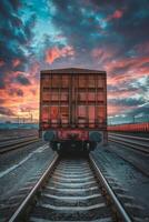 freight train on rails photo