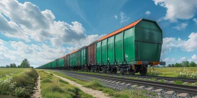 freight train on rails photo