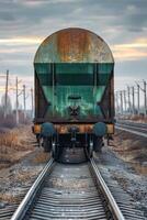 freight train on rails photo