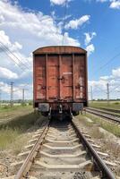 freight train on rails photo