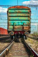 freight train on rails photo