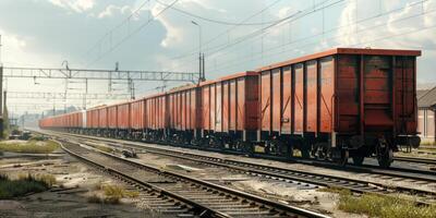 freight train on rails photo