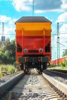 freight train on rails photo