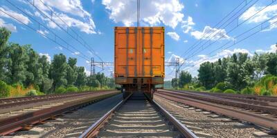 freight train on rails photo