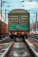 freight train on rails photo