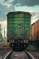 freight train on rails photo