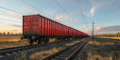 freight train on rails photo