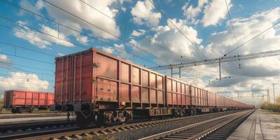 freight train on rails photo