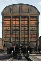 freight train on rails photo