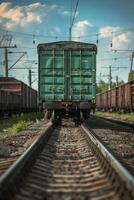 freight train on rails photo