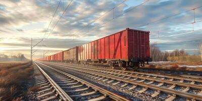 freight train on rails photo