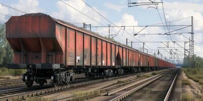 freight train on rails photo