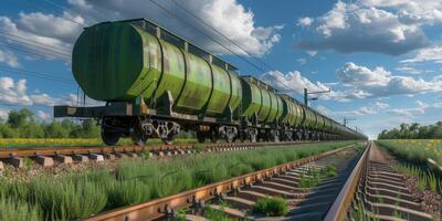 freight train on rails photo