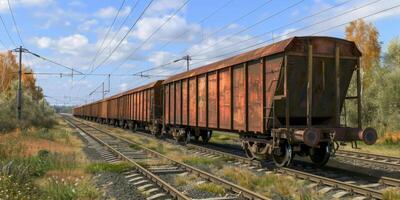 freight train on rails photo