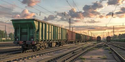 freight train on rails photo