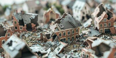 destroyed houses earthquake war photo