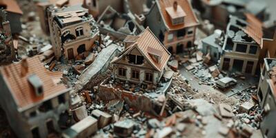 destroyed houses earthquake war photo