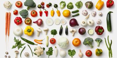 vegetal y Fruta en un blanco antecedentes foto