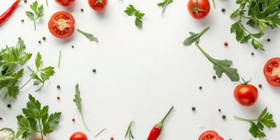 vegetal y Fruta en un blanco antecedentes foto