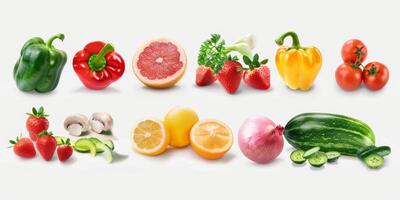 vegetable and fruit on a white background photo