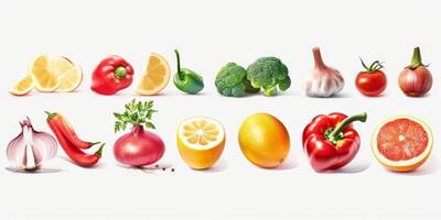 vegetable and fruit on a white background photo