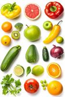 vegetable and fruit on a white background photo