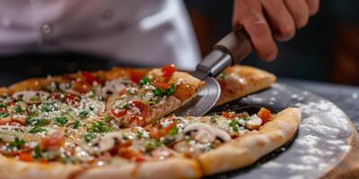 chef making pizza close-up photo