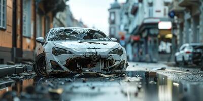 roto coche en un accidente foto