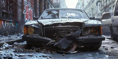 roto coche en un accidente foto