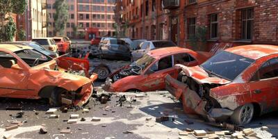 roto coche en un accidente foto