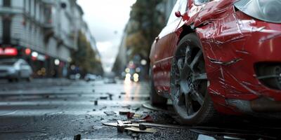 broken car in an accident photo